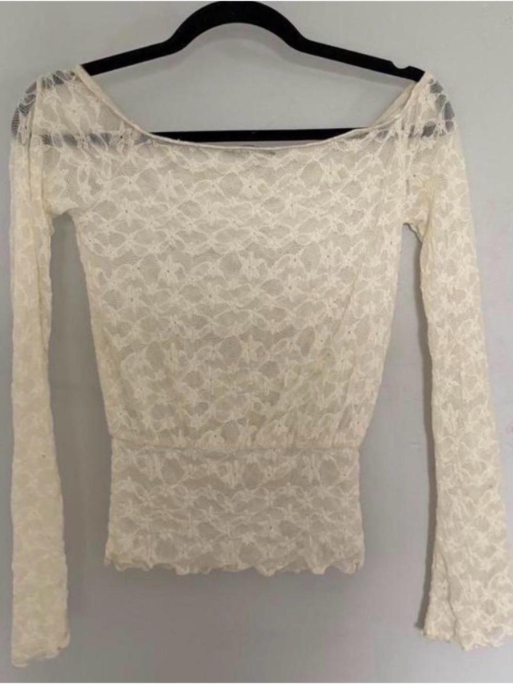Princess Polly Lace Long-Sleeve Boatneck Top - Cream